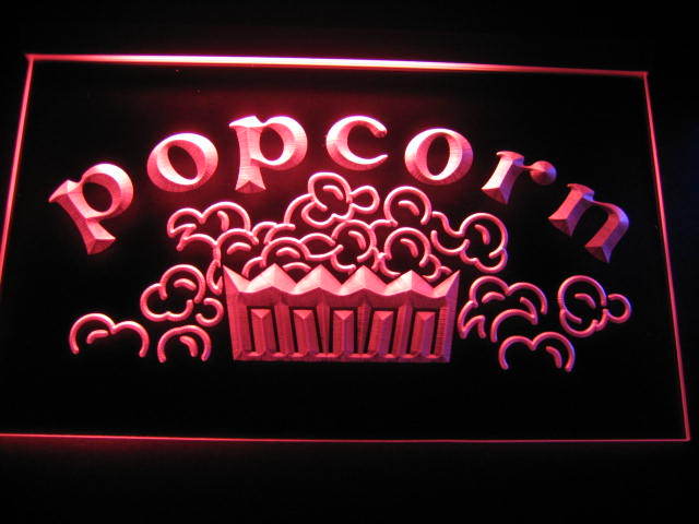 Popcorn Movies Display Neon Light Sign Green